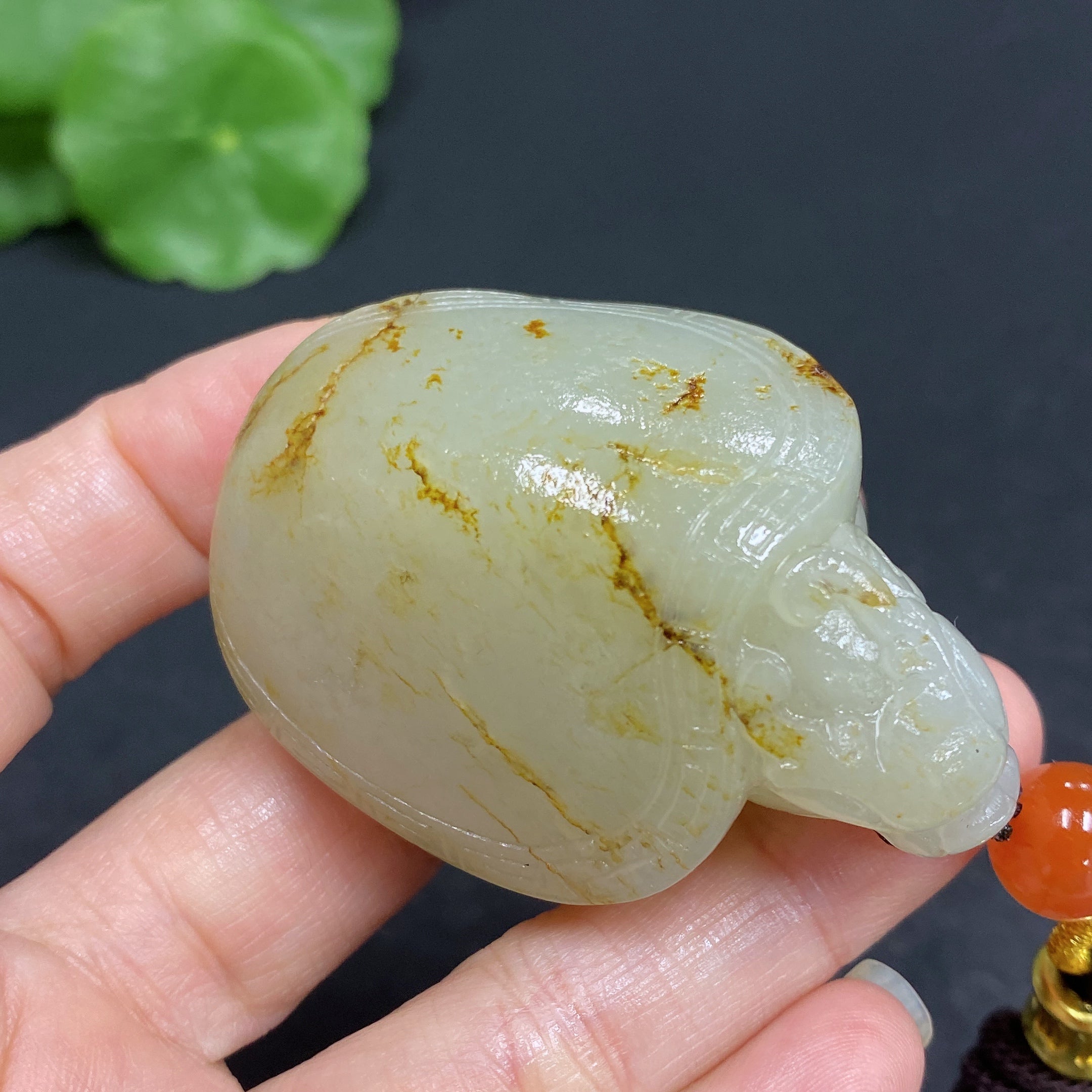 하티안 옥 용 거북이 펜던트