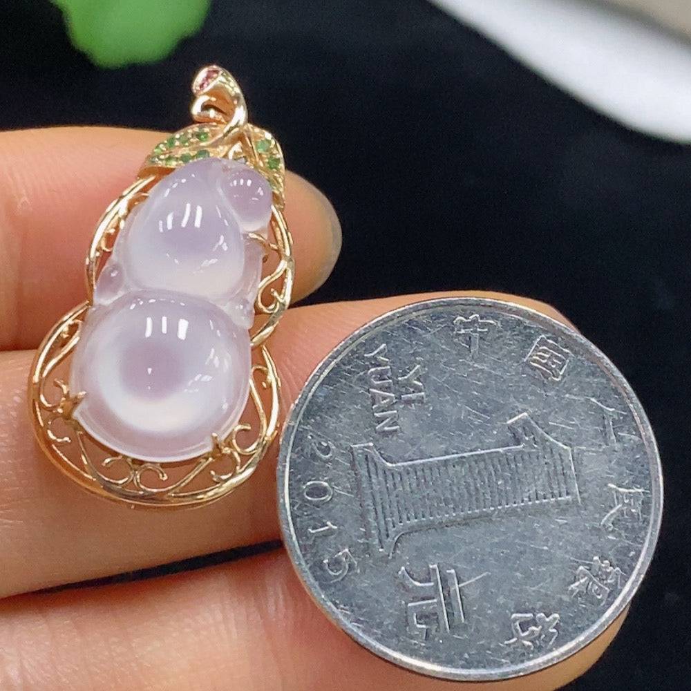 Huiliu Jadeite gourd inlaid pendant featuring intricate craftsmanship, made from high-quality jade by HUILIU HQ.
