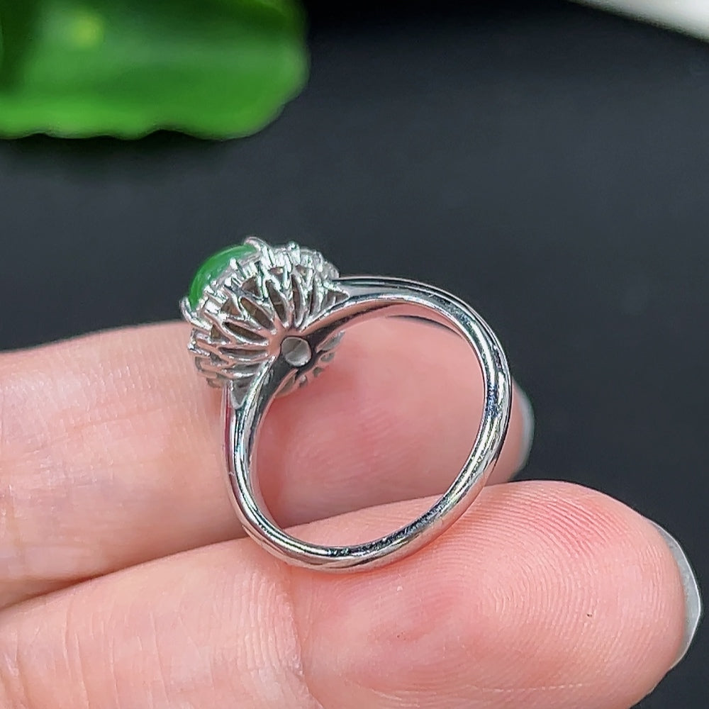 Jadeite Inlaid Ring 18K Gold (With Diamond Accents)