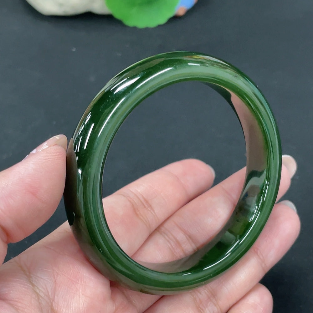 Hetian Jade Jasper Round Bracelet . | Huiliu Certified