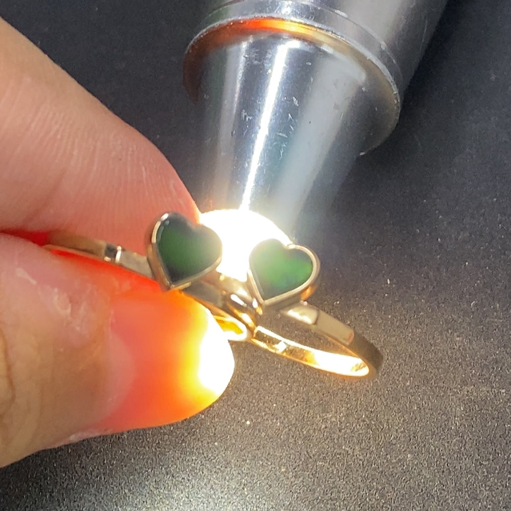 Set of HKHQ jadeite inlaid jewelry rings, gold 75%, size 13/14, total weight 2.8g, showcasing intricate inlaid designs.