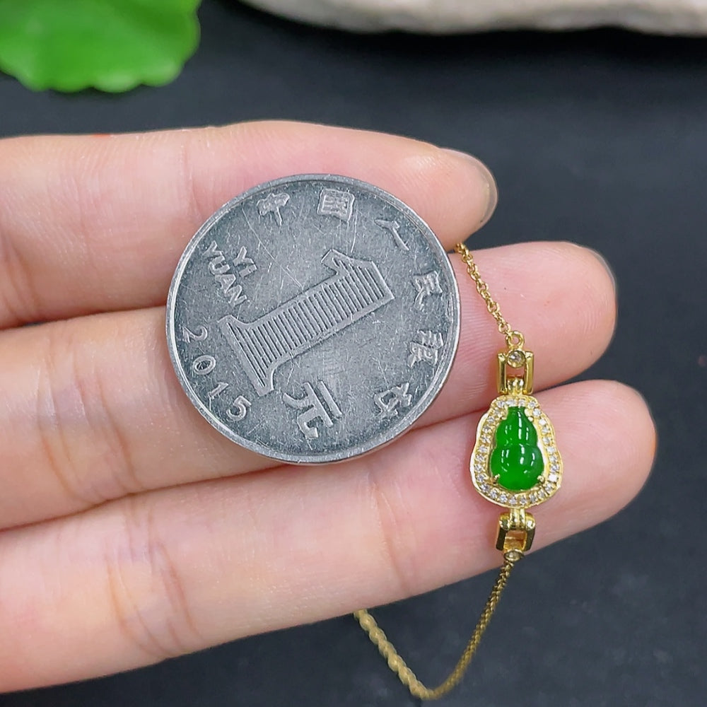 Jadeite Bracelet 18K Gold with Diamond Accents