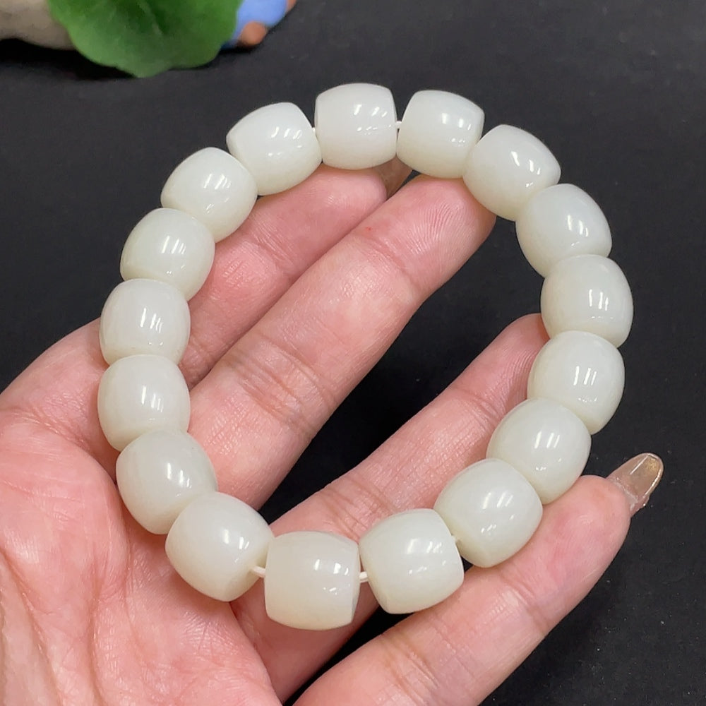 Hetian Jade Bracelet, . 12.9 mm, . | Huiliu Certified