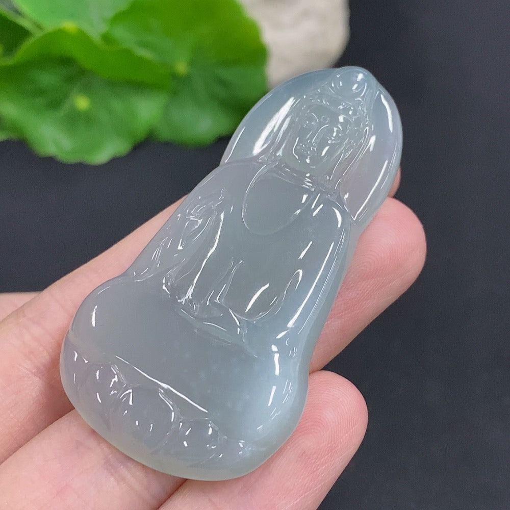 Jadeite Guanyin Pendant Total Weight Approximately 19.5g