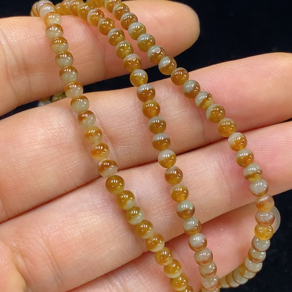 Jadeite Bead Necklace approx. 3.5mm Total Weight approx. 13.9g (Non-Gold Inlaid)