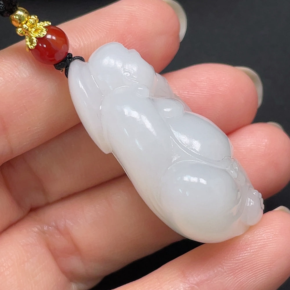 Hetian Jade Buddha Pendant, Total Weight Approx. 27.18g, Including Rope