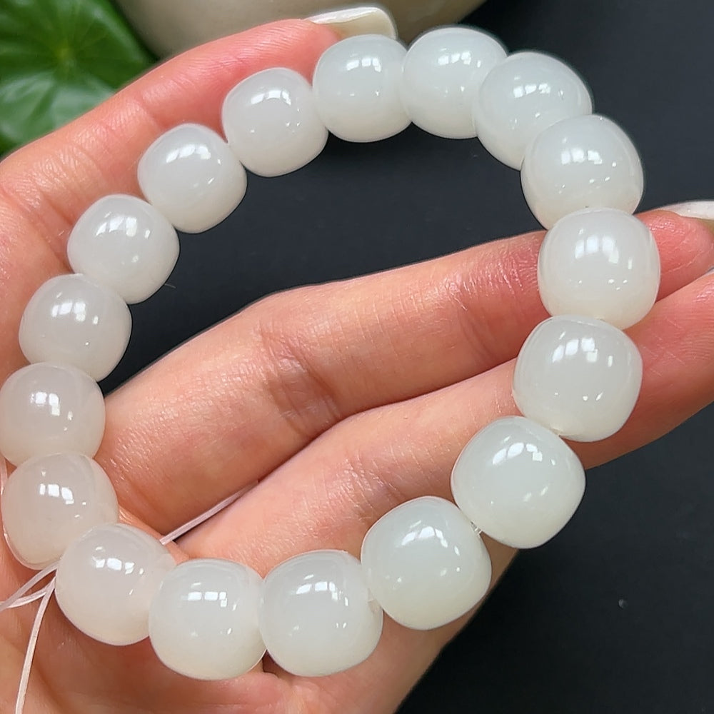 Hetian Jade Bracelet 12mm Approx. 50.16g