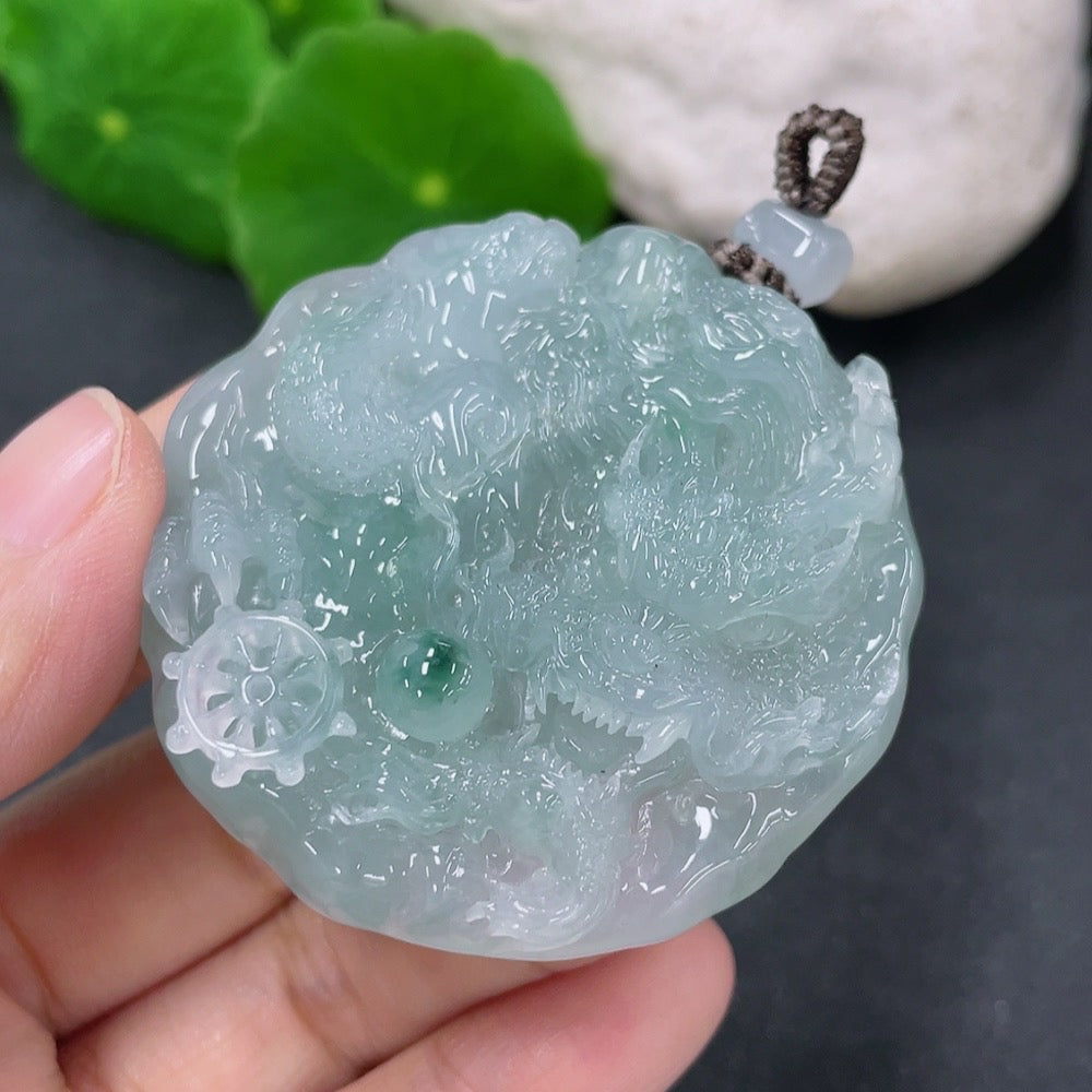 Jadeite Pendant Dragon Plaque