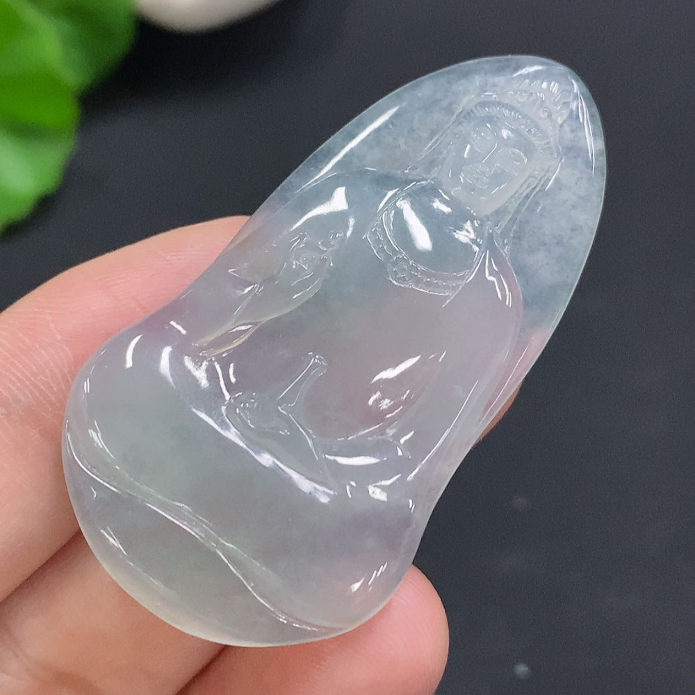 Jadeite Guanyin Inlaid Piece Total Weight Approximately 9.6g