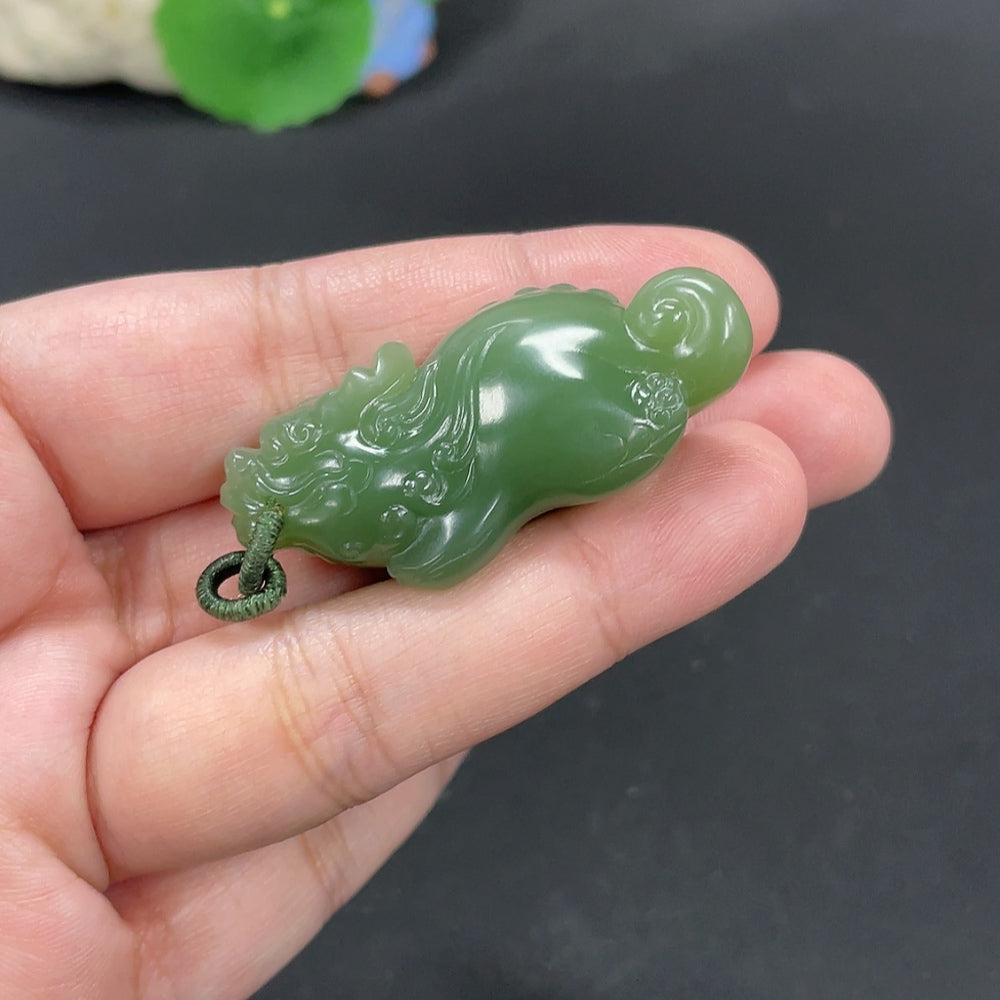 Hetian Jade Pendant Auspicious Beast Total Weight Approx. 24.1g