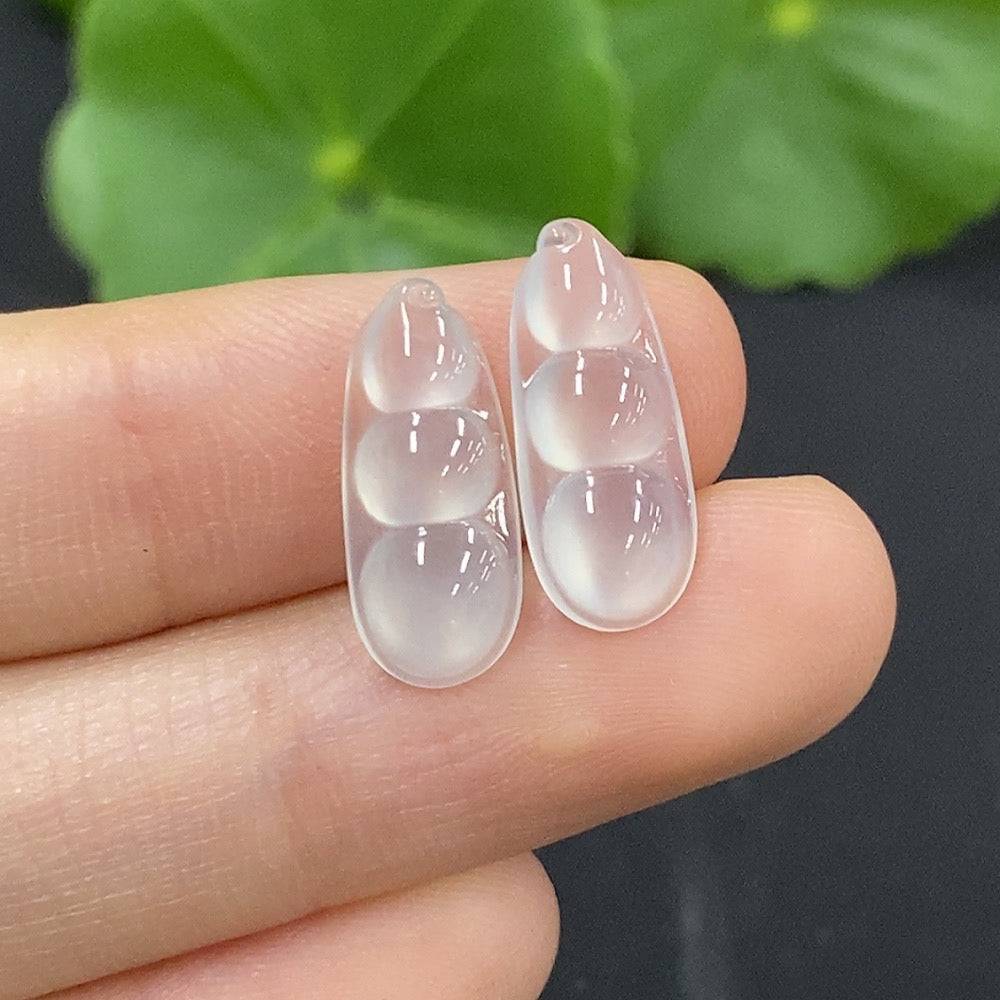 Jadeite auspicious bean inlay piece by HUILIU HQ, detailed jade jewelry component with intricate craftsmanship.