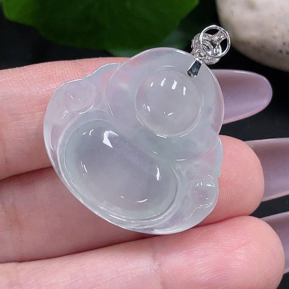 Huiliu Jadeite Buddha pendant with diamond accents, crafted from green jade, featuring detailed Buddha carving and polished finish.