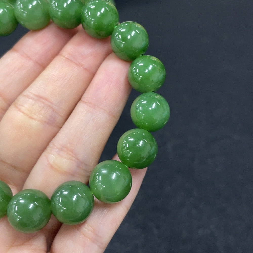 Green Hetian Jade Bead Bracelet