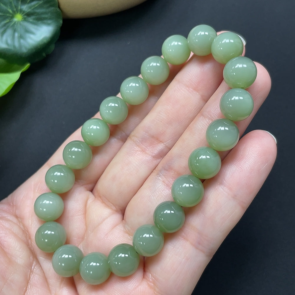 Hetian Jade Bracelet, 9.6mm, Approx. 29.54g