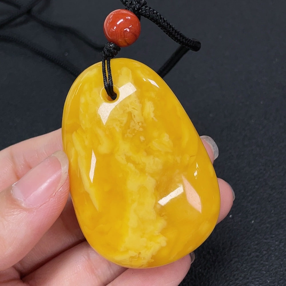Amber Beeswax Pendant, Stones May Not Be Natural