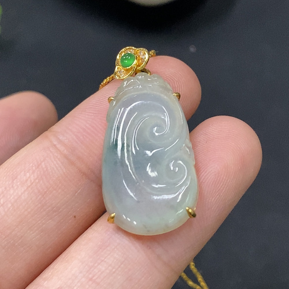 Jadeite Pendant Main Body 18k Rest Non-Gold Total Weight with Chain Approx. 4.33g
