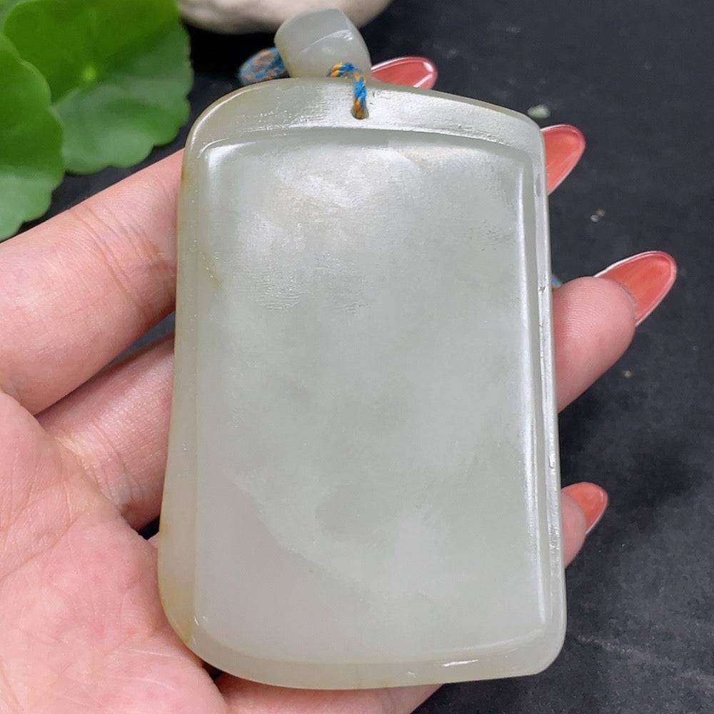 Huiliu Jade seed pendant with plain design, undetermined skin color formation, includes string, crafted from Hetian Jade.