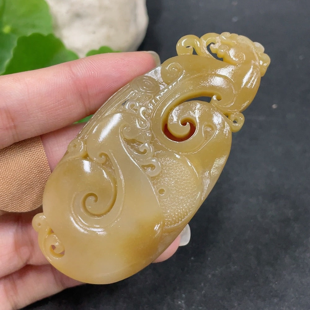 Hetian Jade Pendant Antique Style Total Weight Approx. 46g