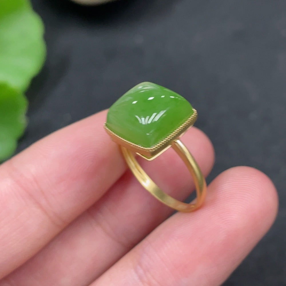 Hetian Jade Inlaid Ring . | Huiliu Certified