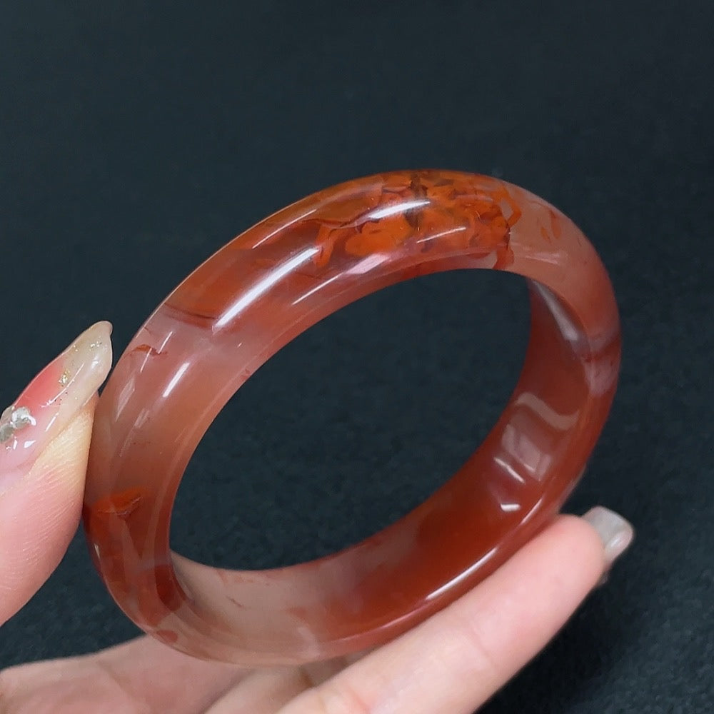 Southern Red Agate Round Bracelet Size 55.4 Total Weight Approx. 48.03g Visible Organic Matter