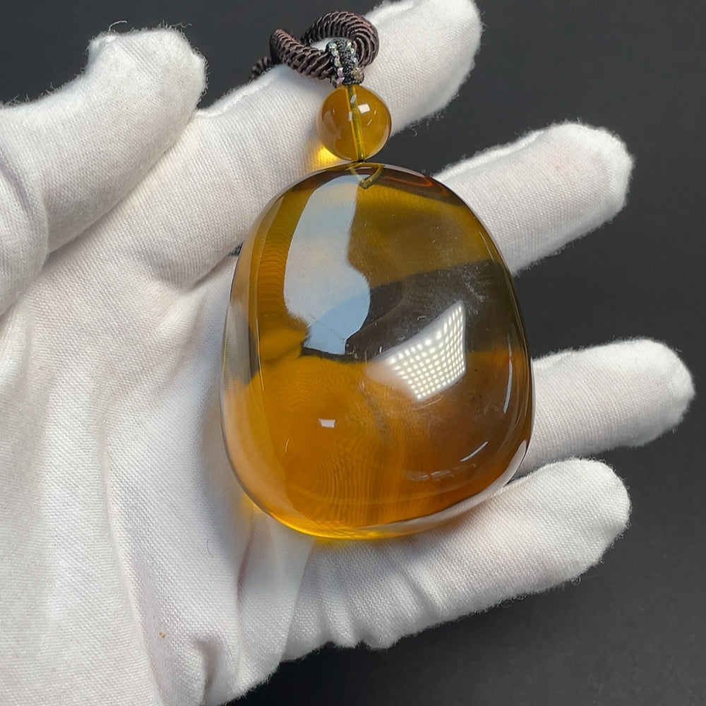 Amber Beeswax Pendant Total Weight Approx. 58.19g Including Rope