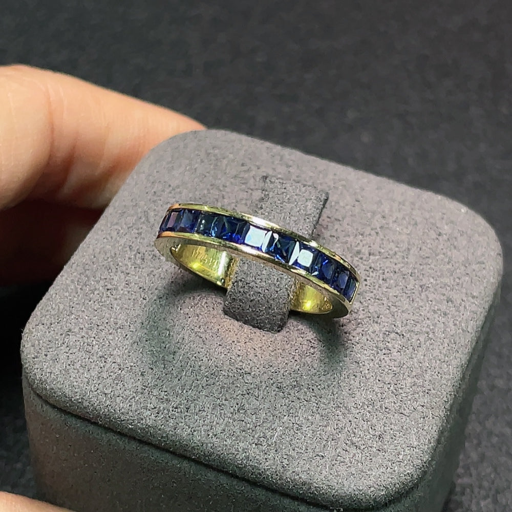 18K Blue Sapphire Ring, Total Weight Approx. 4.68g, Size 16, Stone 1.5mm