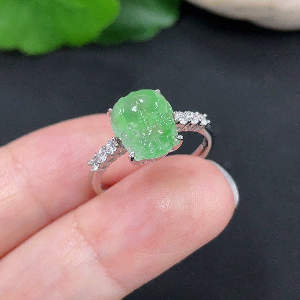 Jadeite inlaid ring about (with diamond) | Huiliu Certified