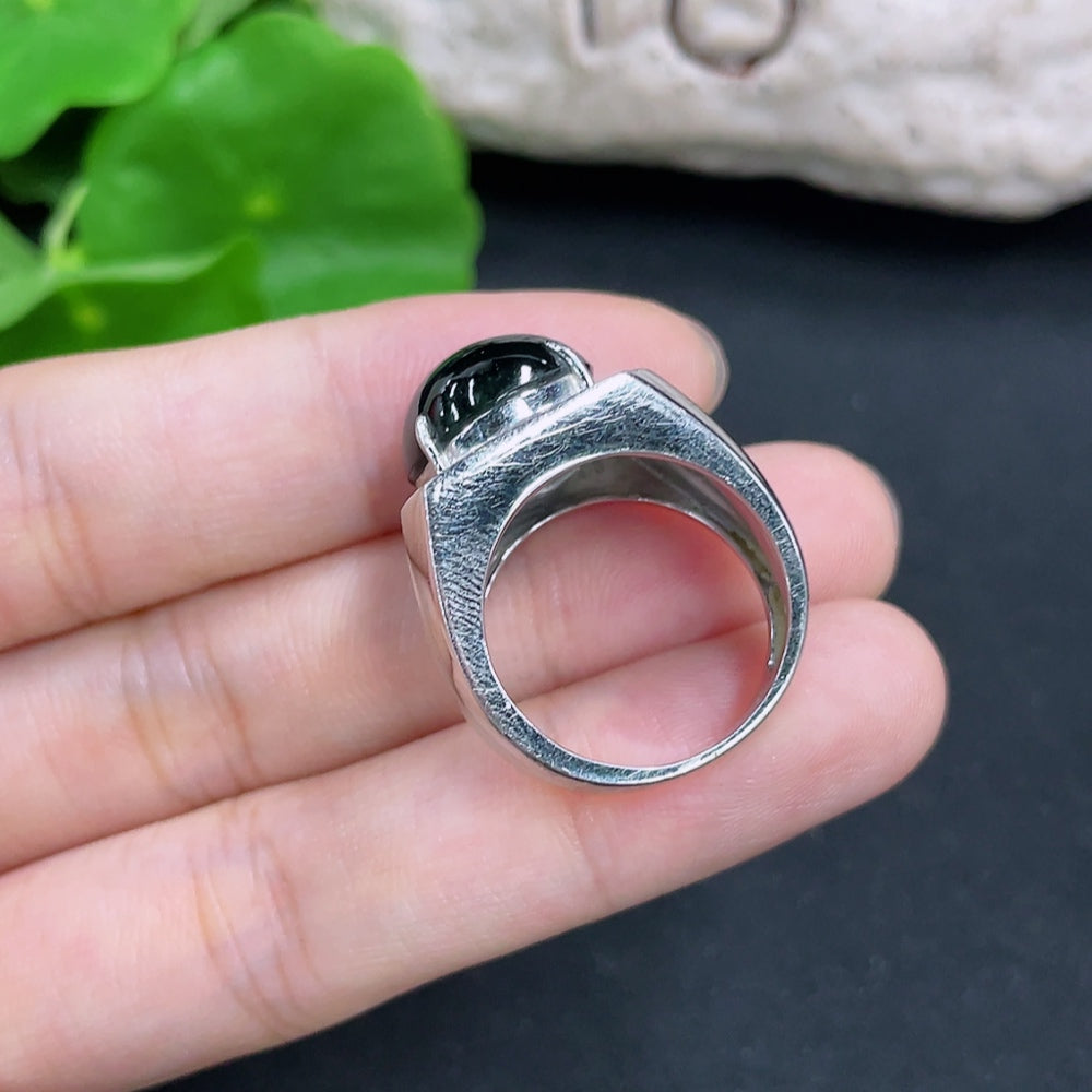 Elegant jadeite ring with 18k gold and diamond accent, size 15, weight approximately 13.2g, featuring intricate design and craftsmanship.