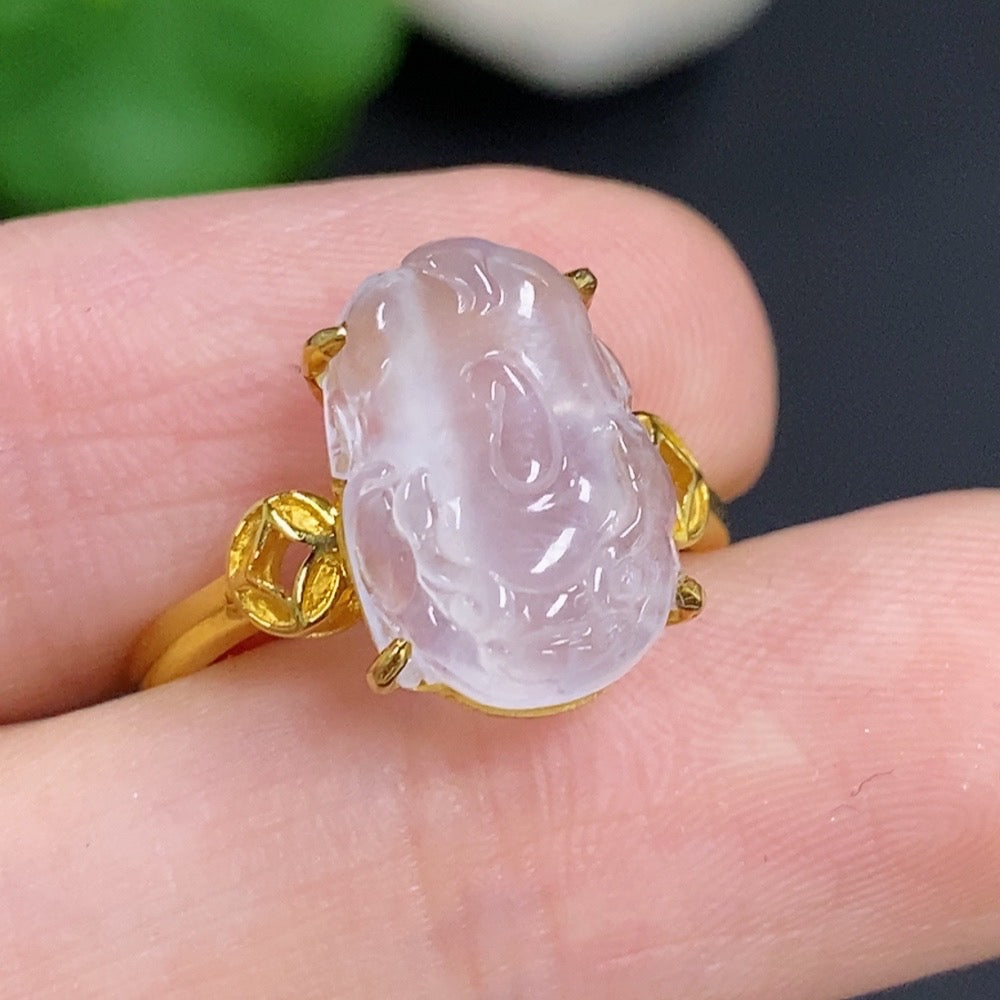 Jadeite Inlaid Ring 18K Gold