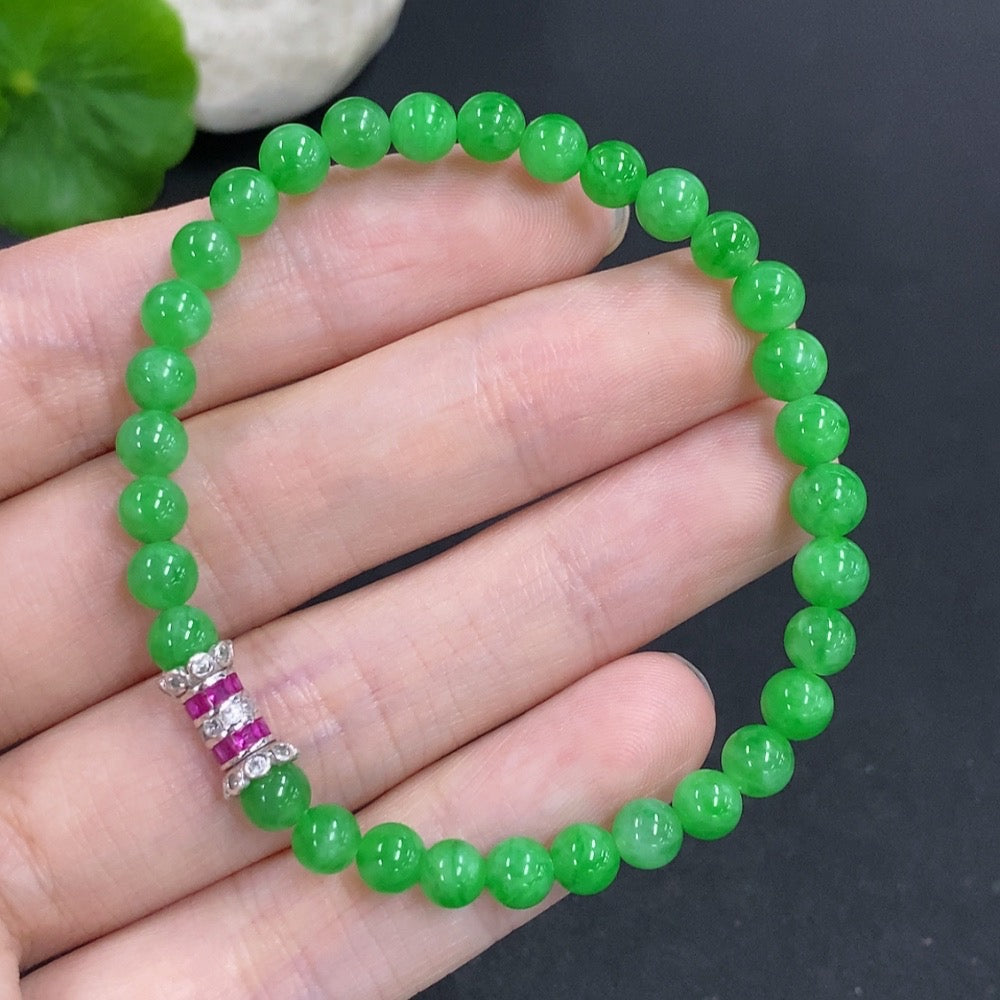 Jadeite Bracelet Non-Gold Total Weight Approx. 8.6g Size 5mm