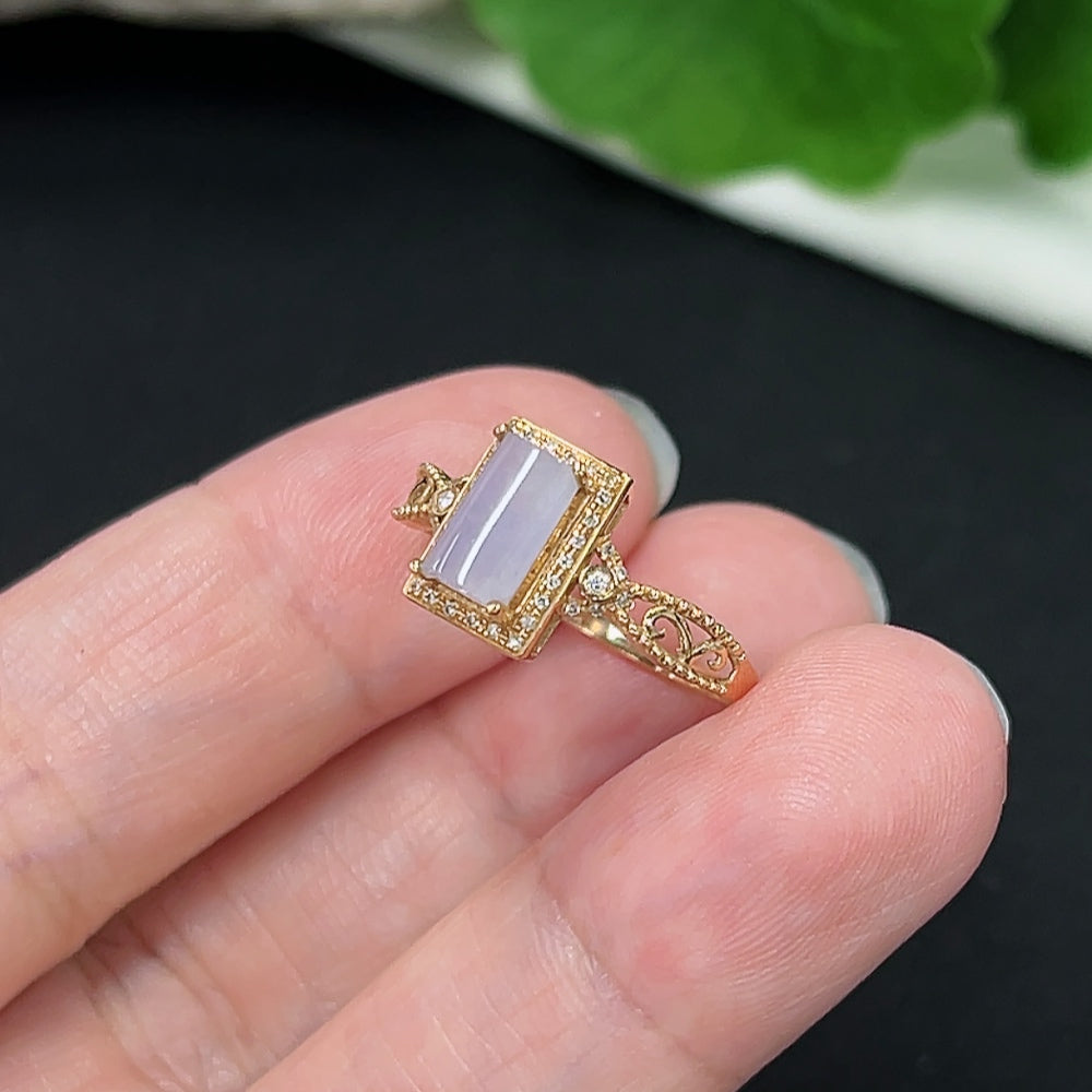 Jadeite Inlaid Ring in 18K Gold (With Diamond Accents)