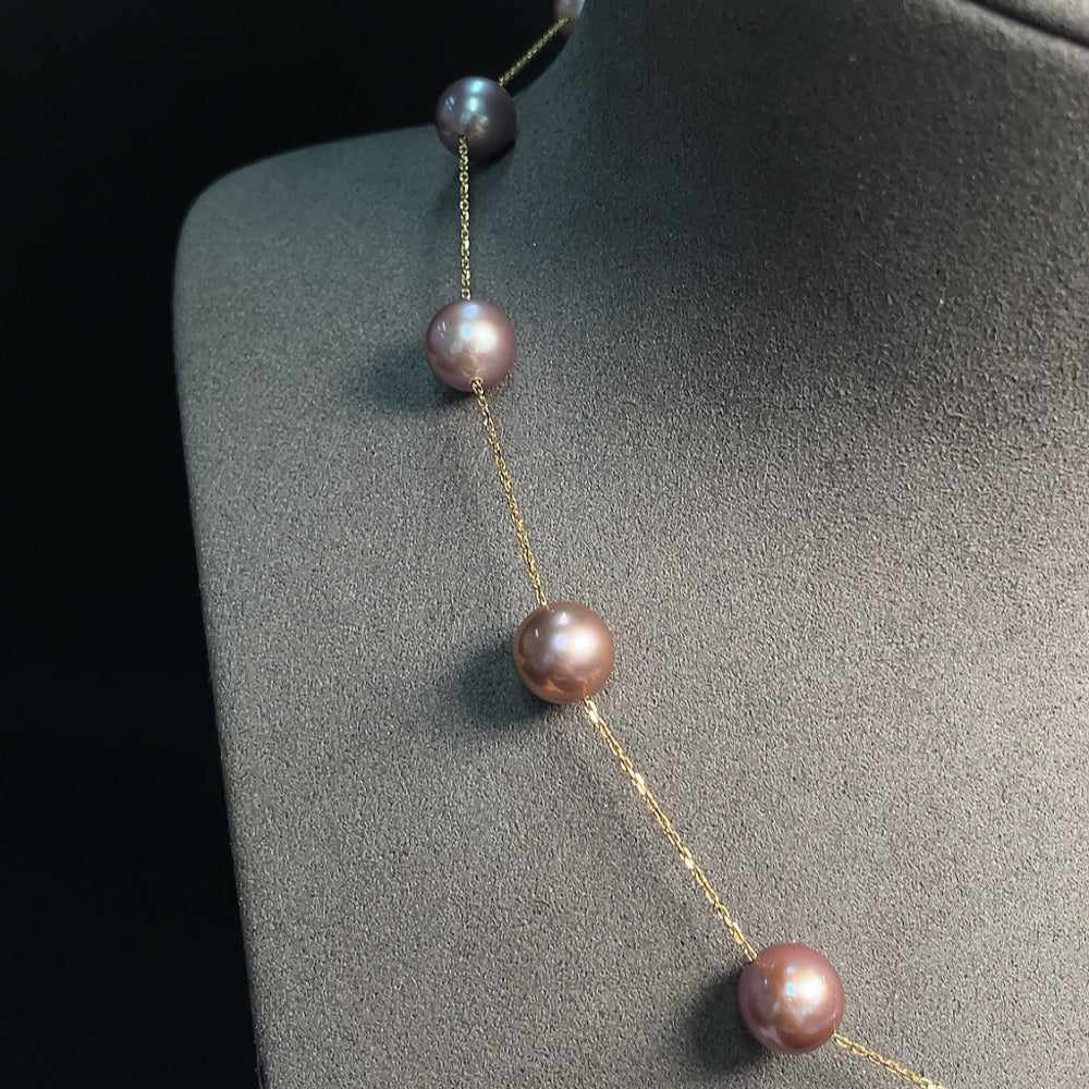 18k Pearl Bead Necklace, Total Weight Approx. 15.25g, Size About 9.8m