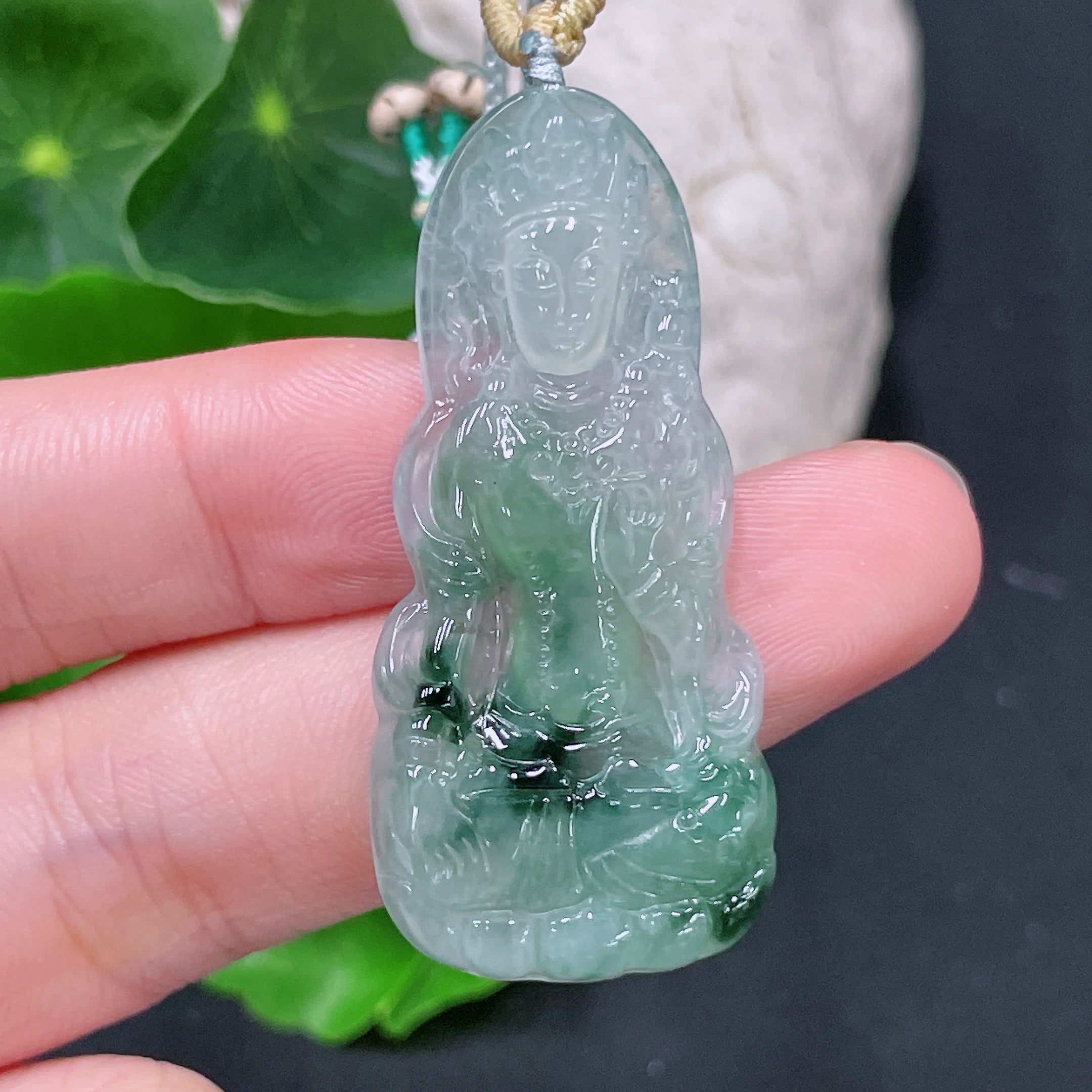 Jadeite Pendant Tara Total Weight Including Rope 8.72g