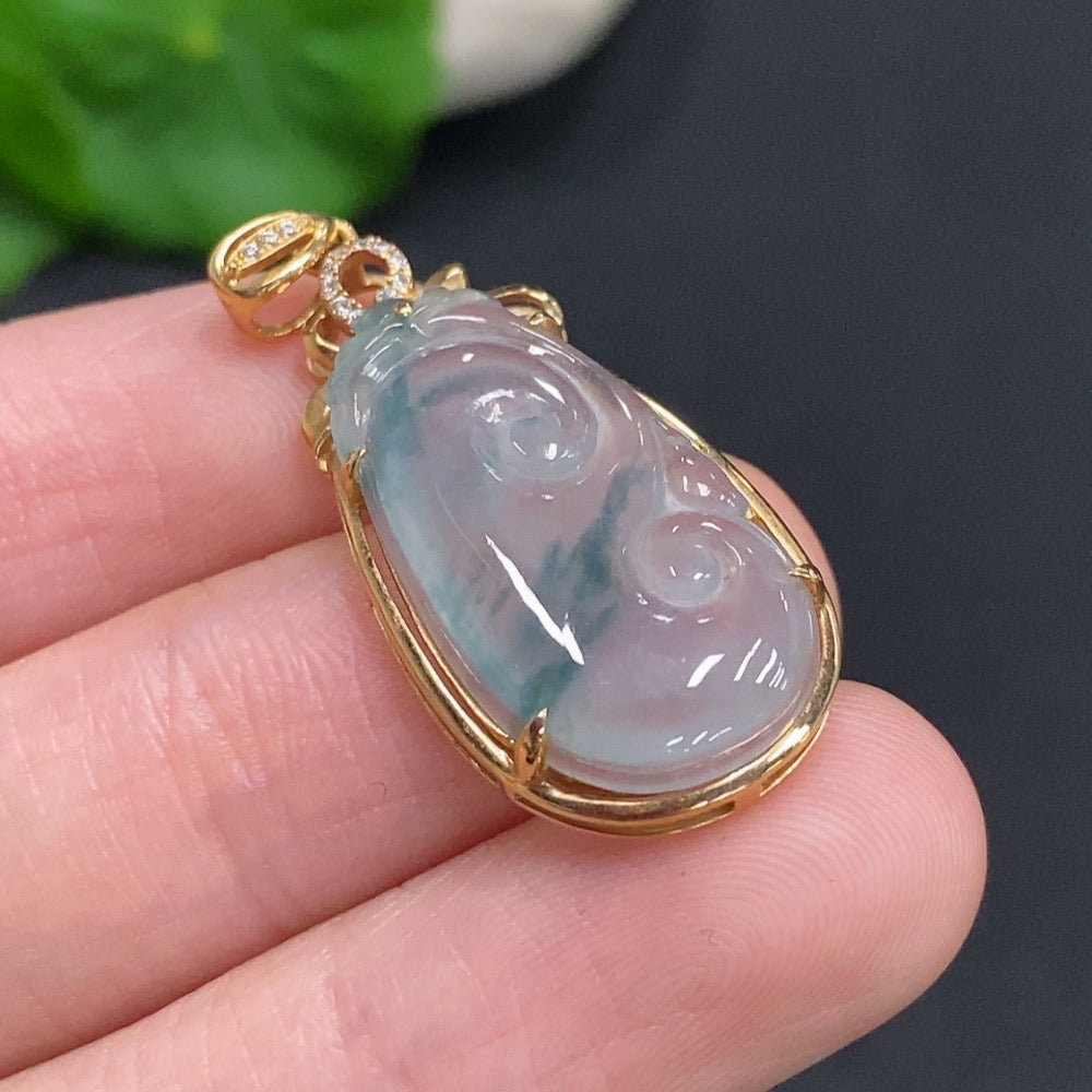 Huiliu Jadeite Ruyi pendant featuring smooth, polished jade with intricate carvings, certified by Huiliu for quality and authenticity.