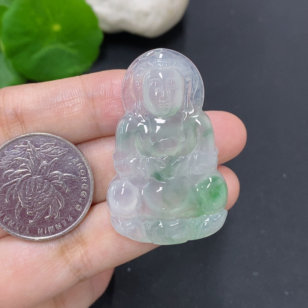 Jadeite Guanyin Pendant, Total Weight Approx. 9g