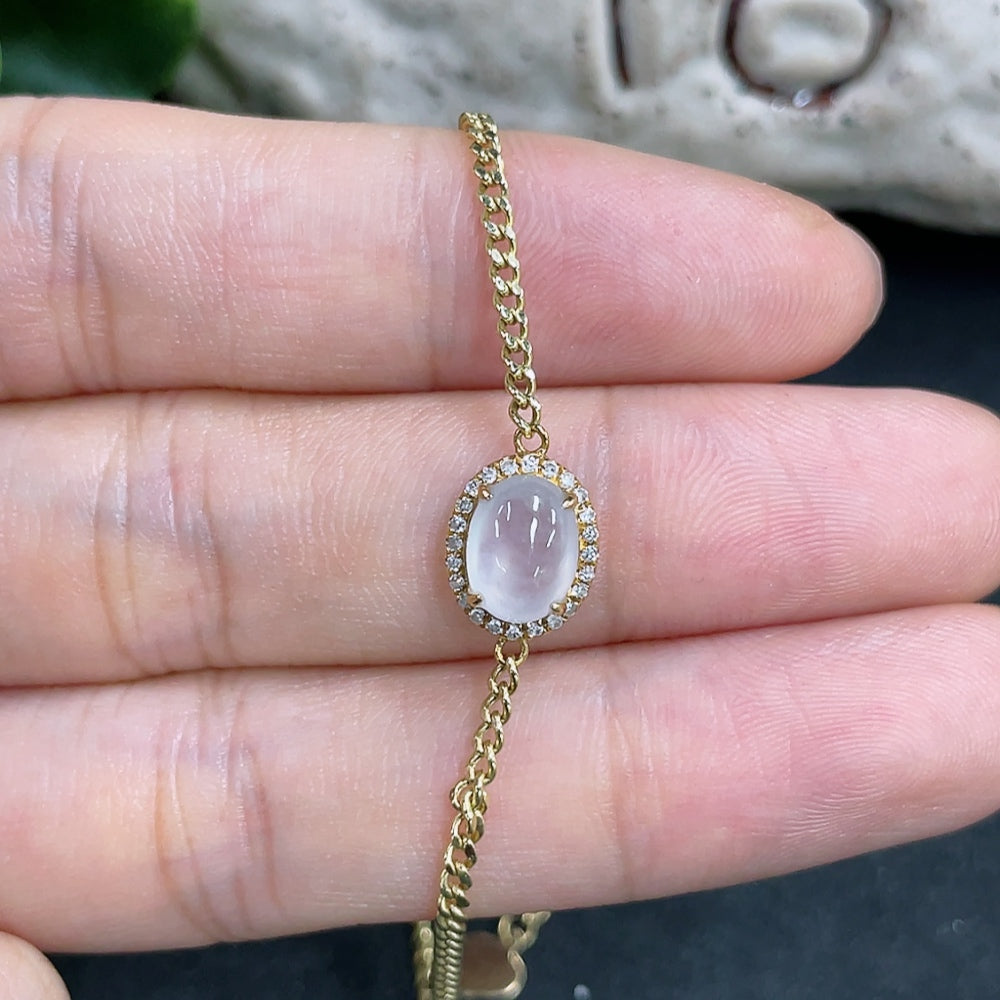 Jadeite cabochon bracelet with 18k gold and diamond accents