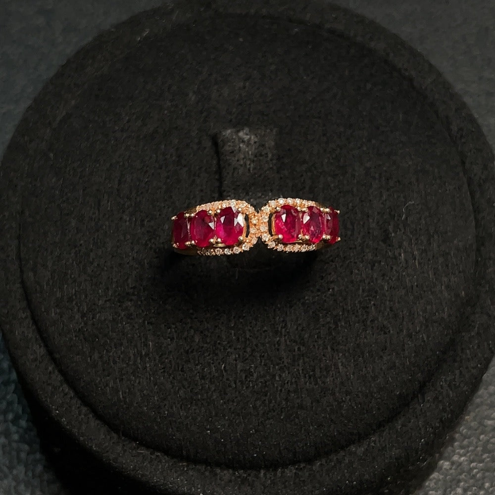Ruby Ring, Filled, with Diamond Accents, . | Huiliu Certified