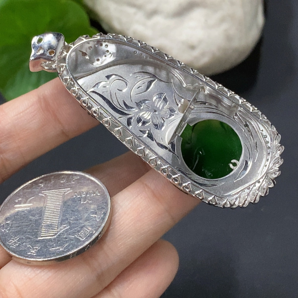 Jadeite Inlaid Pendant Eagle 18K Gold Inlaid Total Weight Approx. 14.8g