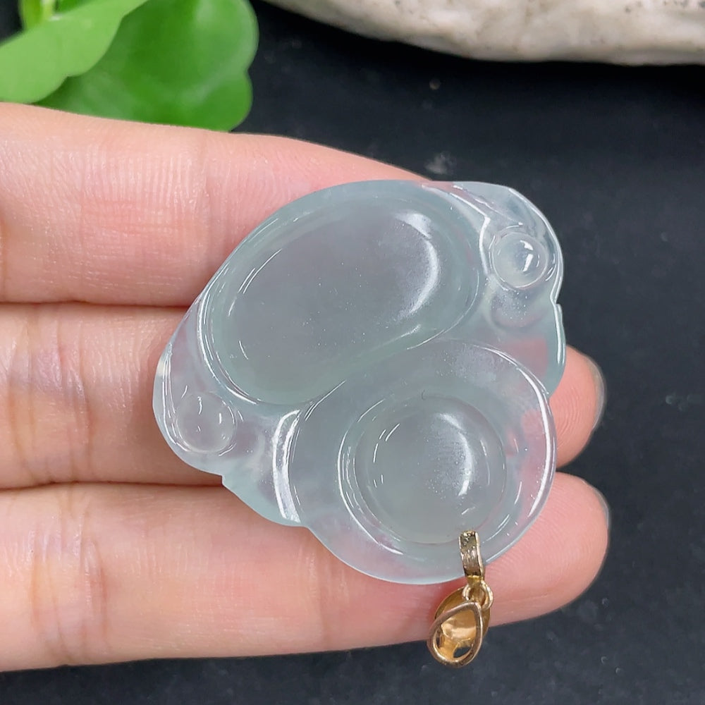 Jadeite Buddha pendant necklace with 18K gold and diamond accents, featuring a detailed Buddha figure on a delicate chain.