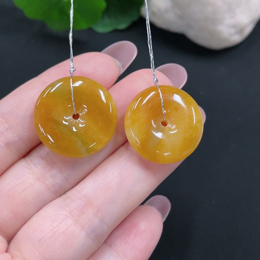 Jadeite Peace Button Pendant Sell as a Lot (Color origin undetermined)