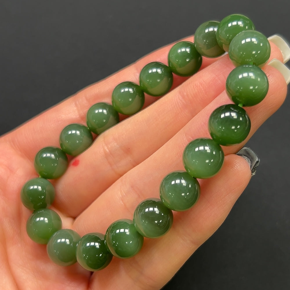 Hetian Jade Jasper Bracelet 9.7mm Approx. 28.24g