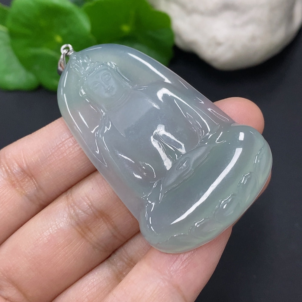 Jadeite Guanyin Pendant (No hallmark, Pt95% content tested) | Huiliu Certified