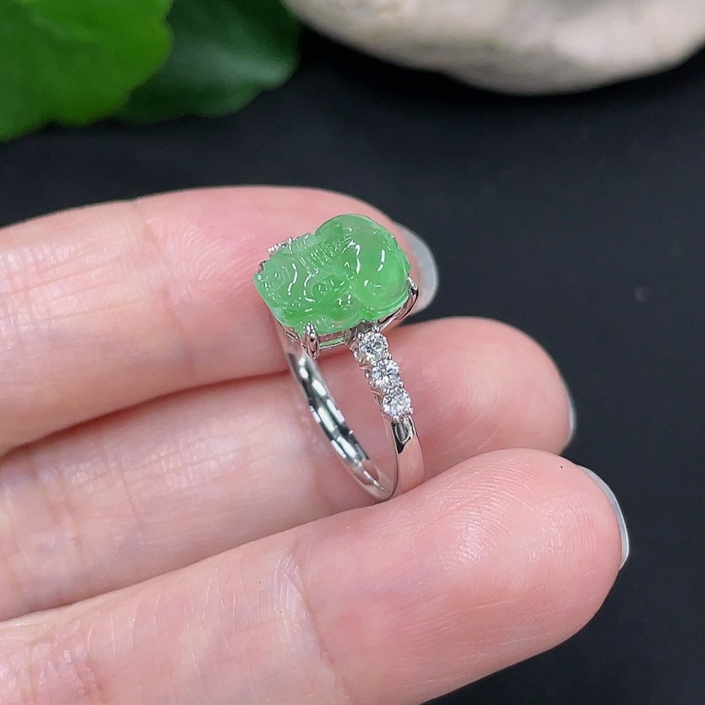 Jadeite inlaid ring about (with diamond) | Huiliu Certified