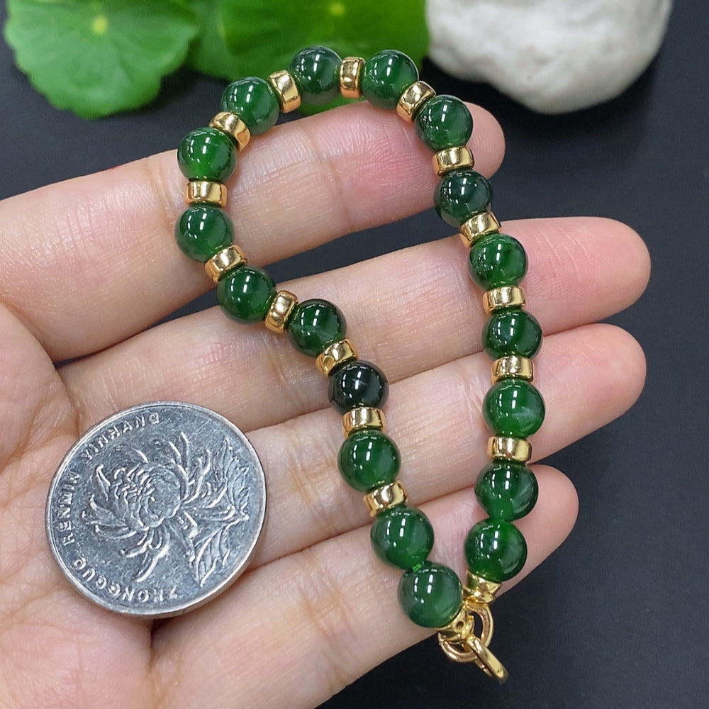 Jadeite bead necklace approx. 6.9mm (18K gold) total weight approx. 12.2g (containing other mineral components)