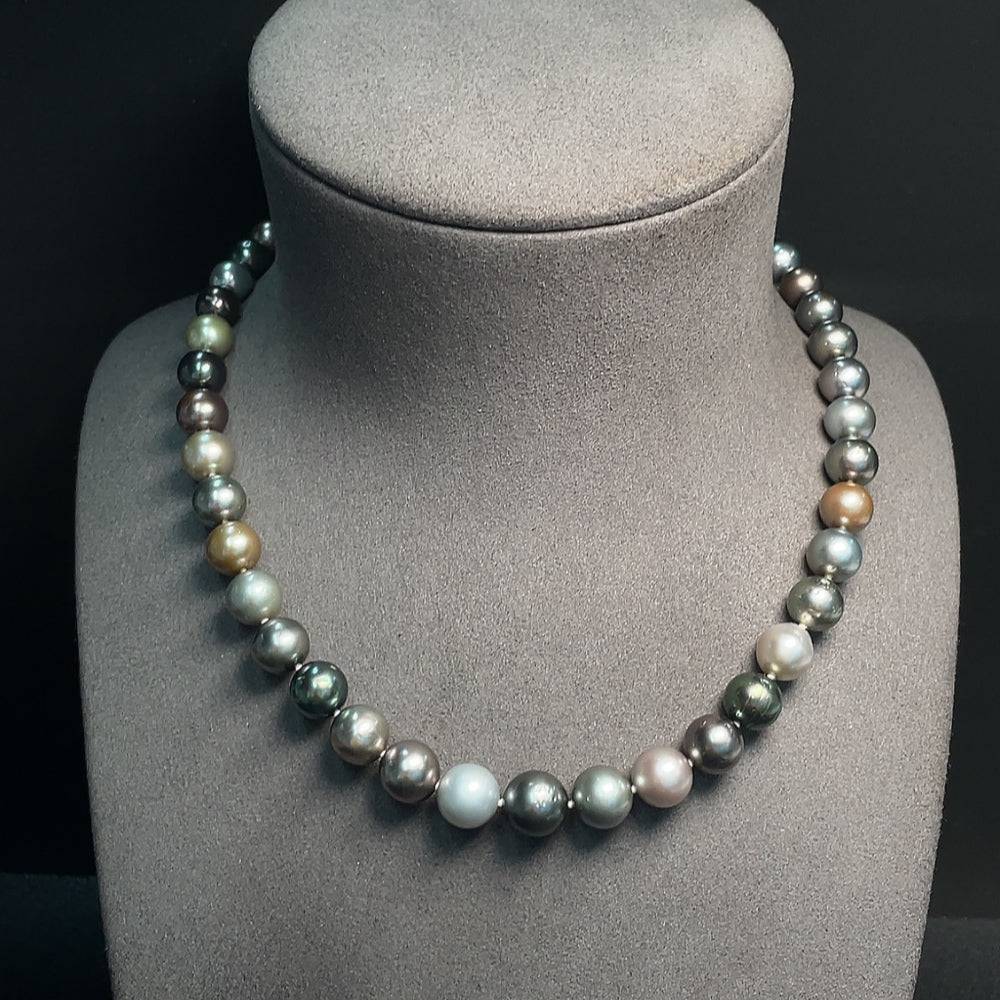 Seawater pearl necklace by HUILIU HQ with 8.1-10.6mm pearls, approximately 52.23g, in natural color, non-gold style