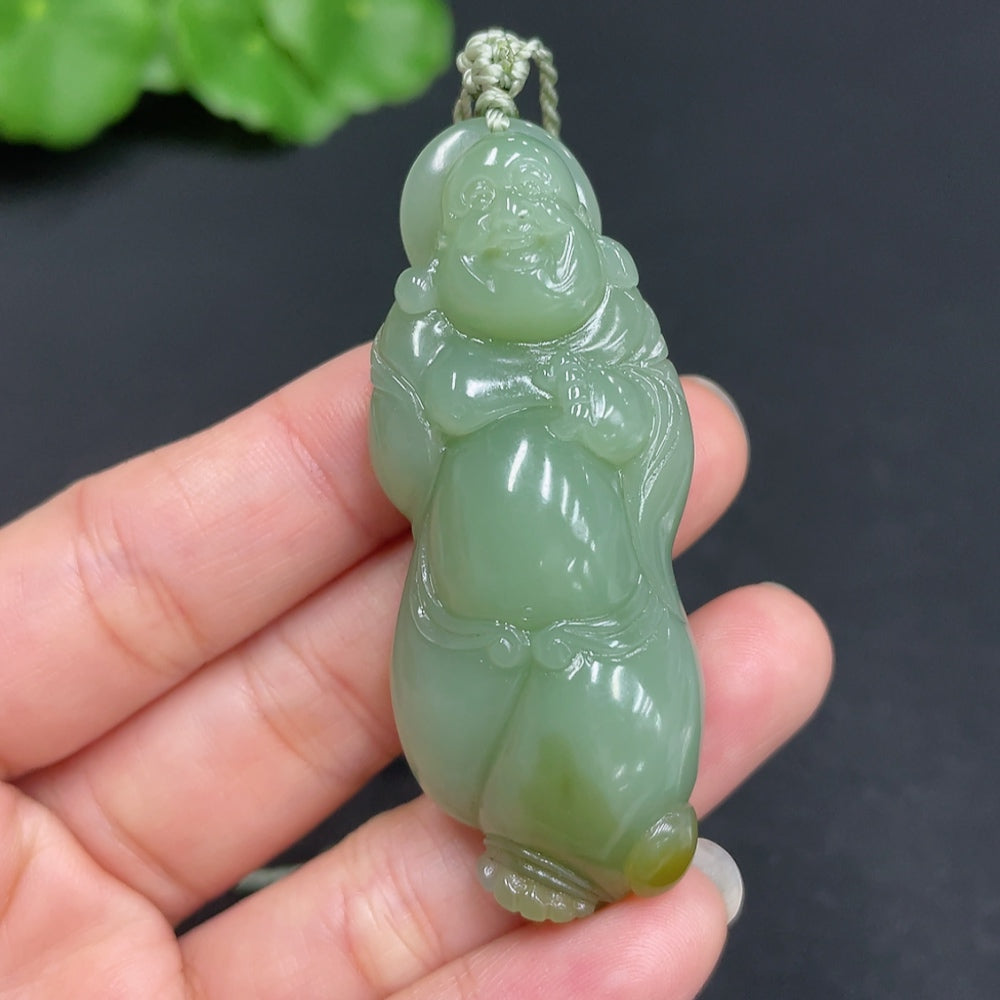 Hetian Jade Jasper Pendant - Buddha, (including rope) ., with non-Hetian Jade beads | Huiliu Certified