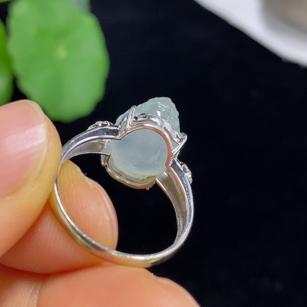 Jadeite Ring 18k Gold Setting No Diamond Total Weight Approx. 4.16g Size 16
