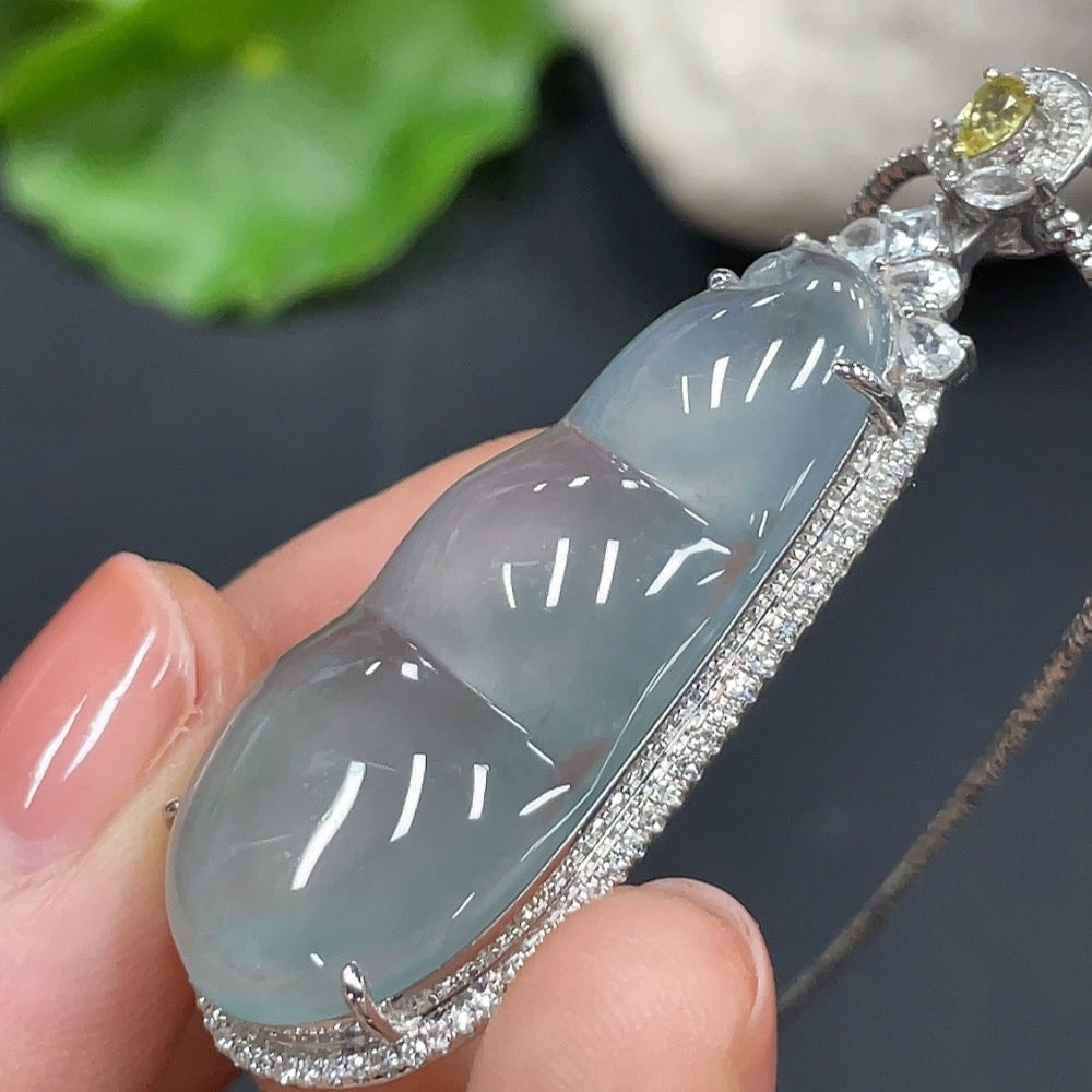 Jadeite Lucky Bean Pendant 18K Gold Setting Total Weight Approx. 7.4g Excluding Chain Chain Non-Gold