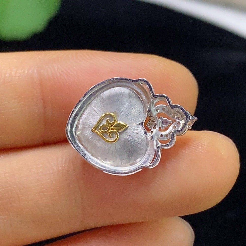 Jadeite Heart Pendant Set in 18k Gold with Diamond Accents (Colorless) Yellow Color Origin Undetermined Total Weight Approximately 2.4g