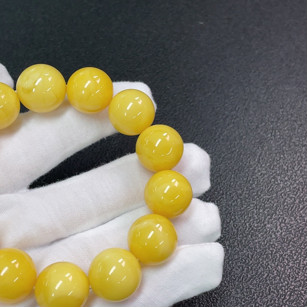 Amber Beeswax Bracelet, ., Size About 15.9mm | Huiliu Certified